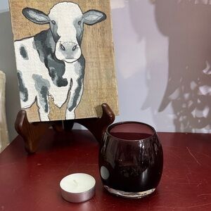 PartyLite Deep Burgundy Glass Candle Holder